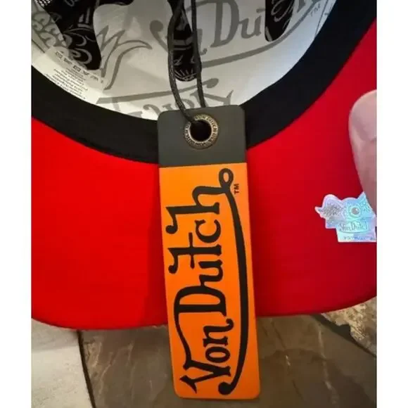 Von Dutch Red Black Trucker Hat NWT - Picture 6 of 7